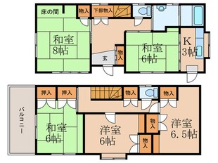 一枝一丁目３番貸家の物件間取画像